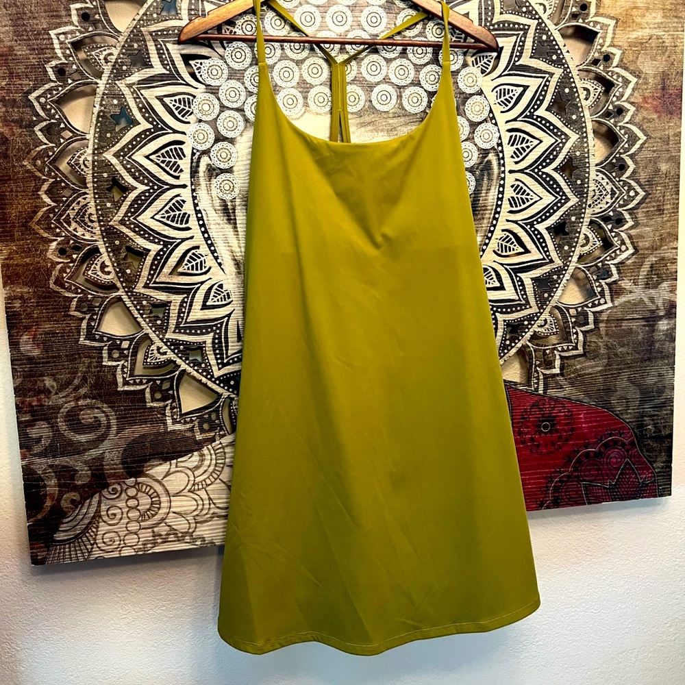 HALARA T STRAP OLIVE GREEN DRESS/ SKORT WITH POCKETS AND BODICE SUPPORT